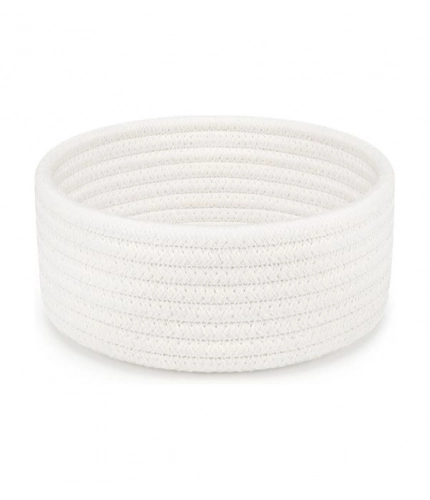 Generic Cotton 8x3 Inch Round 1 Pcs Bedside Organizer With Out Lid (White)