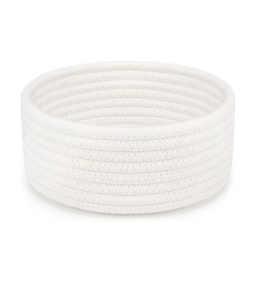 Generic Cotton 8x3 Inch Round 1 Pcs Bedside Organizer With Out Lid (White)