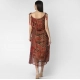 Generic Women's Polyester Printed Shoulder Straps Dress (Maroon - Brown) Generic Women's Polyester Printed Shoulder Straps Dress (Maroon - Brown)