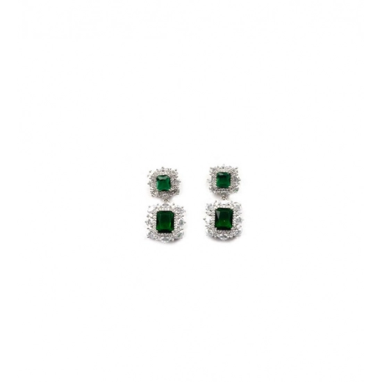 Generic Women's Brass Silver Plated Pendant Set (Green) Generic Women's Brass Silver Plated Pendant Set (Green)