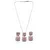 Generic Women's Brass Silver Plated Pendant Set (Pink)