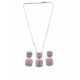 Generic Women's Brass Silver Plated Pendant Set (Pink)