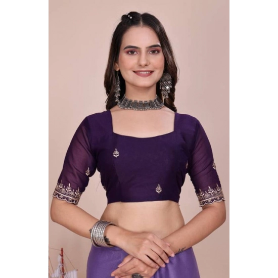 Generic Women's Georgette Embellished Saree With Unstitched Blouse 5.5Mtr (Purple) Generic Women's Georgette Embellished Saree With Unstitched Blouse 5.5Mtr (Purple)