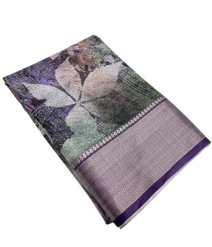 Generic Women's Cotton Silk Printed Saree With Unstitched Blouse 5.5Mtr (Multicolor)
