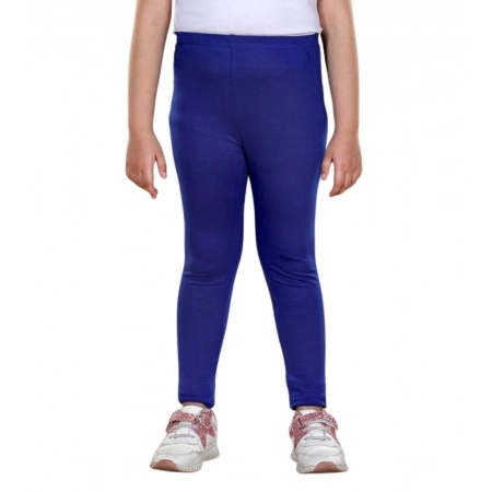 Generic Girl's Cotton Lycra Solid Elasticated Leggings (Blue) Generic Girl's Cotton Lycra Solid Elasticated Leggings (Blue)