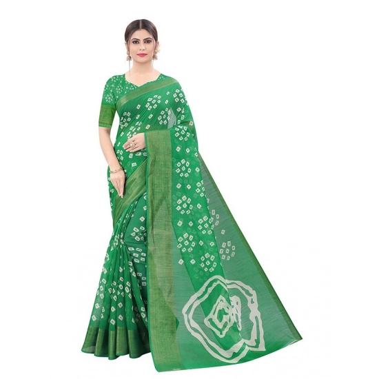Generic Women's Cotton Silk Bandhni Saree With Unstitched Blouse 5.5Mtr (Light Green) Generic Women's Cotton Silk Bandhni Saree With Unstitched Blouse 5.5Mtr (Light Green)