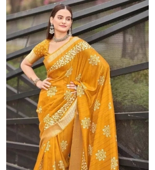 Generic Women's Cotton Silk Printed Saree With Unstitched Blouse 5.5Mtr (Yellow) Generic Women's Cotton Silk Printed Saree With Unstitched Blouse 5.5Mtr (Yellow)