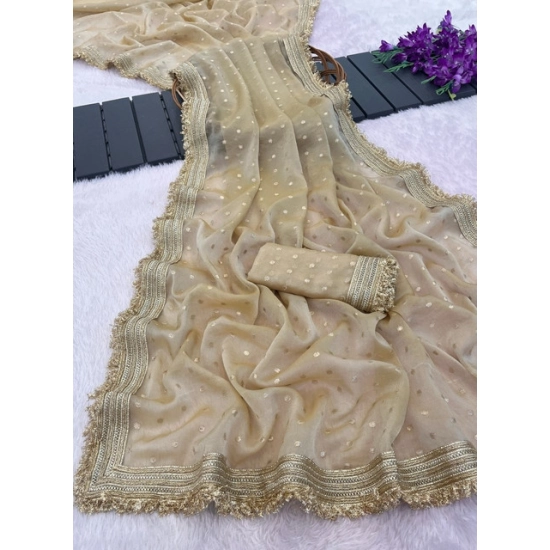 Generic Women's Silk Embellished Saree With Unstitched Blouse 5.5Mtr (Beige) Generic Women's Silk Embellished Saree With Unstitched Blouse 5.5Mtr (Beige)