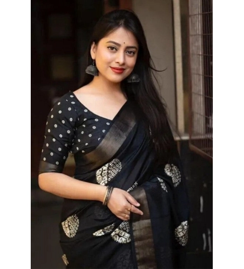 Generic Women's Cotton Silk Printed Saree With Unstitched Blouse 5.5Mtr (Black) Generic Women's Cotton Silk Printed Saree With Unstitched Blouse 5.5Mtr (Black)