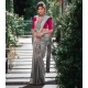 Generic Women's Soft Litchi Silk Jacquard Work Saree With Unstitched Blouse 5.5Mtr (Gray)