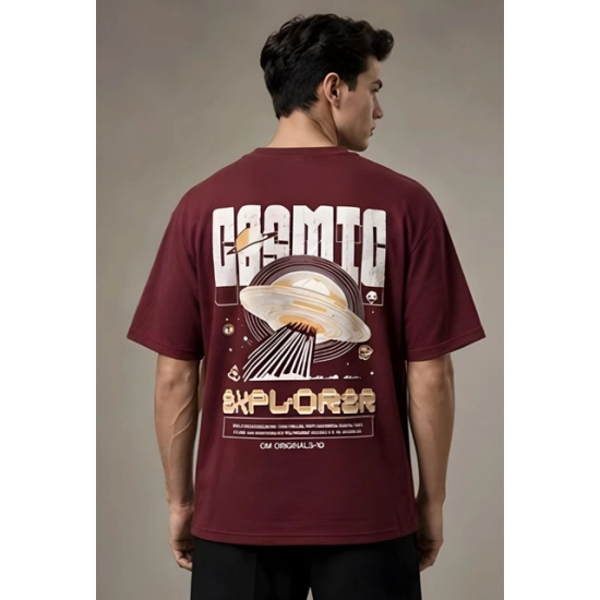 Generic Men's Cotton Blend Printed Oversized Round Neck Half Sleeve T-Shirt (Maroon) Generic Men's Cotton Blend Printed Oversized Round Neck Half Sleeve T-Shirt (Maroon)