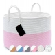 Generic Cotton Pack Of_1 14x12 Inch Laundry Storage Basket For Clothes (Pink-White) Generic Cotton Pack Of_1 14x12 Inch Laundry Storage Basket For Clothes (Pink-White)