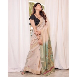 Generic Women's Blended_Cotton Woven_Motifs Saree With Unstitched Blouse 5.5Mtr (Rama_Green)