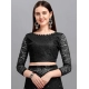 Generic Women's Net Self Design Saree With Unstitched Blouse 5.5Mtr (Black)