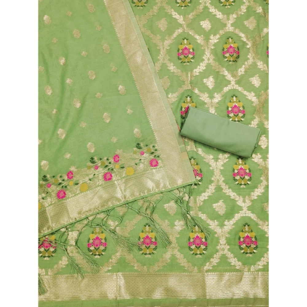 Generic Women's Banarasi Silk Printed Unstitched Salwar Suit Material With Dupatta (Pista, 3Mtrs) Generic Women's Banarasi Silk Printed Unstitched Salwar Suit Material With Dupatta (Pista, 3Mtrs)