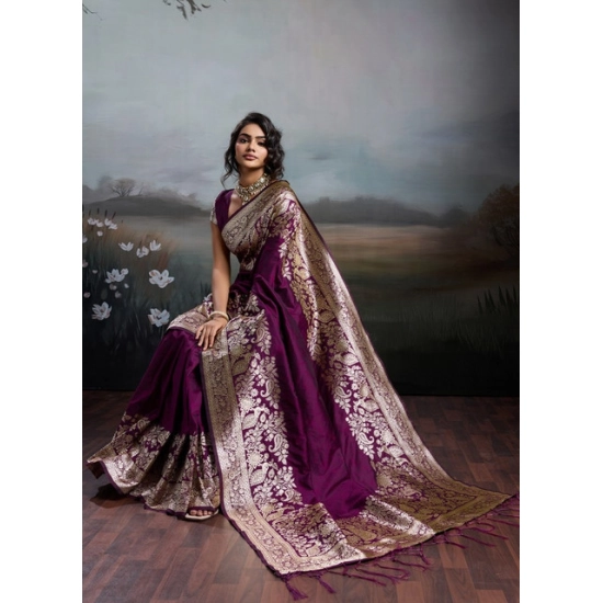 Generic Women's Silk Blend Printed Saree With Unstitched Blouse 5.5Mtr (Wine) Generic Women's Silk Blend Printed Saree With Unstitched Blouse 5.5Mtr (Wine)
