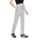 Generic Women's Cotton Solid Elasticated Track Pants (Light Grey)