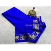 Generic Women's Crepe Chit Pallu Solid Saree With Unstitched Blouse 5.5Mtr (Navy Blue)