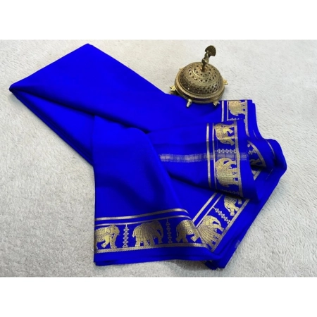 Generic Women's Crepe Chit Pallu Solid Saree With Unstitched Blouse 5.5Mtr (Navy Blue) Generic Women's Crepe Chit Pallu Solid Saree With Unstitched Blouse 5.5Mtr (Navy Blue)