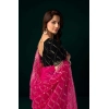 Generic Women's Net Sequence Saree With Unstitched Blouse 5.5Mtr (Pink)