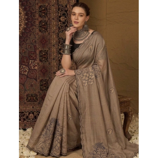 Generic Women's Viscose Silk Embroidered Saree With Unstitched Blouse 5.5Mtr (Brown) Generic Women's Viscose Silk Embroidered Saree With Unstitched Blouse 5.5Mtr (Brown)