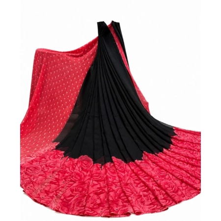 Generic Women's Georgette Printed Saree With Unstitched Blouse 5.5Mtr (Black-Dark Pink) Generic Women's Georgette Printed Saree With Unstitched Blouse 5.5Mtr (Black-Dark Pink)