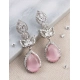 Generic Women's Brass Silver Plated Drop Earrings (Pink) Generic Women's Brass Silver Plated Drop Earrings (Pink)