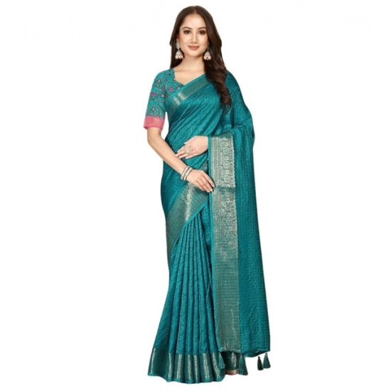 Generic Women's Cotton Blend Checkered Saree With Unstitched Blouse 5.5Mtr (Rama) Generic Women's Cotton Blend Checkered Saree With Unstitched Blouse 5.5Mtr (Rama)