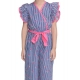 Generic Girl's Cotton Striped Flutter Jumpsuit (Blue-Pink) Generic Girl's Cotton Striped Flutter Jumpsuit (Blue-Pink)