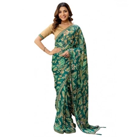 Generic Women's Georgette Floral Printed Saree With Unstitched Blouse 5.5Mtr (Green) Generic Women's Georgette Floral Printed Saree With Unstitched Blouse 5.5Mtr (Green)