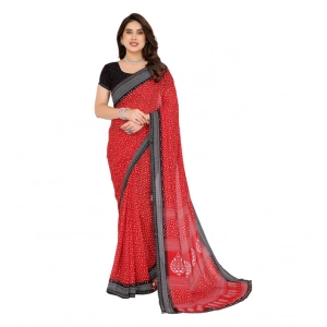 Generic Women's Georgette Printed Saree With Unstitched Blouse 5.5Mtr (Red)