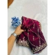 Generic Women's Slik Embellished Saree With Unstitched Blouse 5.5Mtr (Wine)