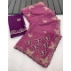 Generic Women's Star Georgette Embellished Saree With Unstitched Blouse 5.5Mtr (Dusty Purple-Blue)