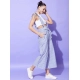 Generic Women's Cotton Pinafore Shoulder Straps Jumpsuit (Light Blue)