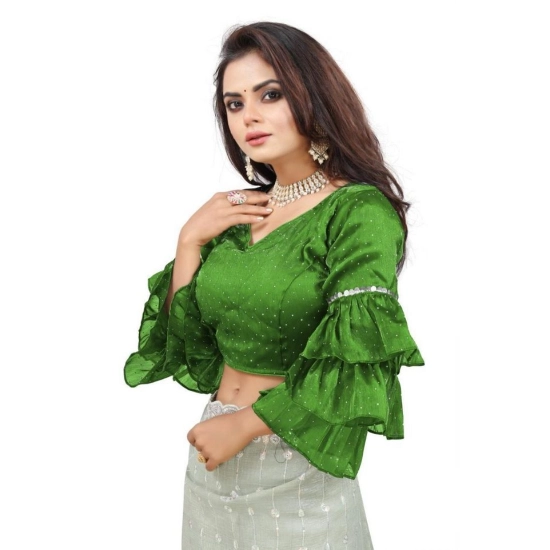 Generic Women's Organza Solid V Neck Layered Ruffle Sleeve Readymade Blouse (Light Green Free Size , up to 38–40 Bust)-PID65852 Generic Women's Organza Solid V Neck Layered Ruffle Sleeve Readymade Blouse (Light Green Free Size , up to 38–40 Bust)-PID65852