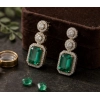 Generic Women's Brass Silver Plated Drop Earrings (Green) Generic Women's Brass Silver Plated Drop Earrings (Green)