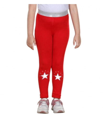 Generic Girl's Cotton Lycra Star Print Elasticated Leggings (Red) Generic Girl's Cotton Lycra Star Print Elasticated Leggings (Red)