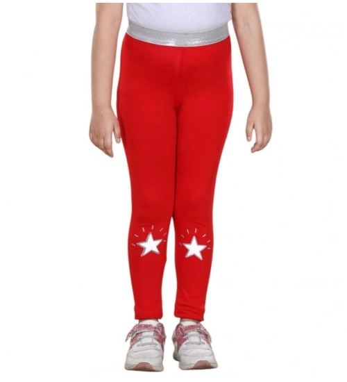 Generic Girl's Cotton Lycra Star Print Elasticated Leggings (Red) Generic Girl's Cotton Lycra Star Print Elasticated Leggings (Red)
