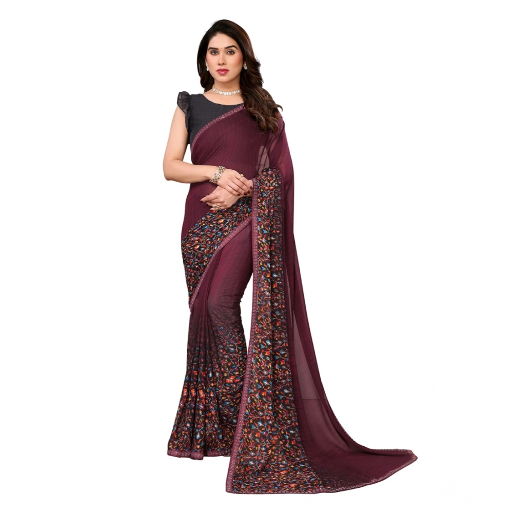 Generic Women's Georgette Printed Saree With Unstitched Blouse 5.5Mtr (Maroon) Generic Women's Georgette Printed Saree With Unstitched Blouse 5.5Mtr (Maroon)