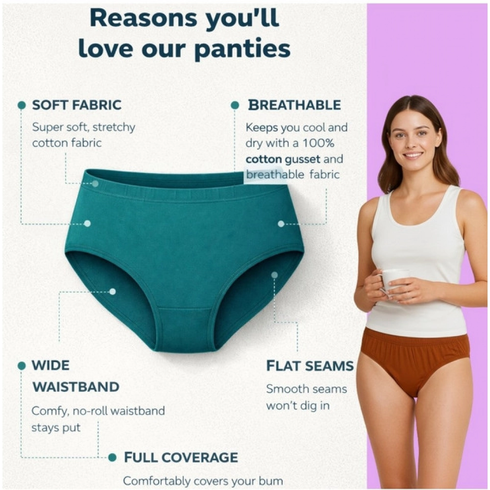 Generic Pack of_6 Women's Cotton Solid Hipster Panty (Multicolor) Generic Pack of_6 Women's Cotton Solid Hipster Panty (Multicolor)