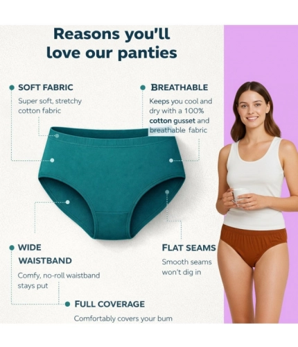 Generic Pack of_6 Women's Cotton Solid Hipster Panty (Multicolor)