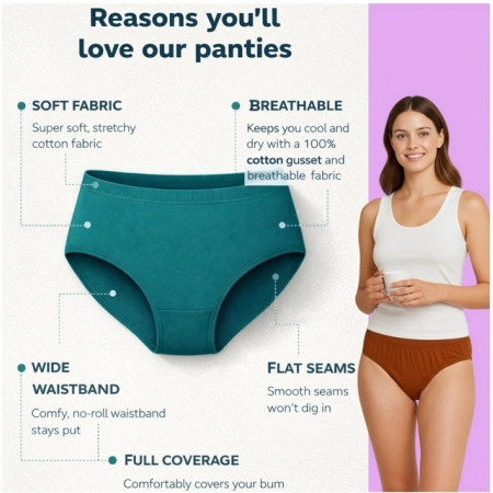 Generic Pack of_6 Women's Cotton Solid Hipster Panty (Multicolor) Generic Pack of_6 Women's Cotton Solid Hipster Panty (Multicolor)