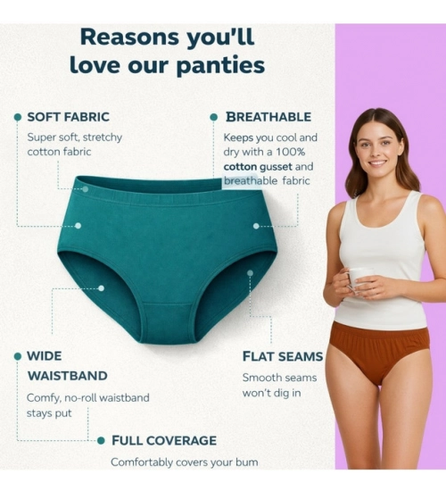 Generic Pack of_6 Women's Cotton Solid Hipster Panty (Multicolor) Generic Pack of_6 Women's Cotton Solid Hipster Panty (Multicolor)