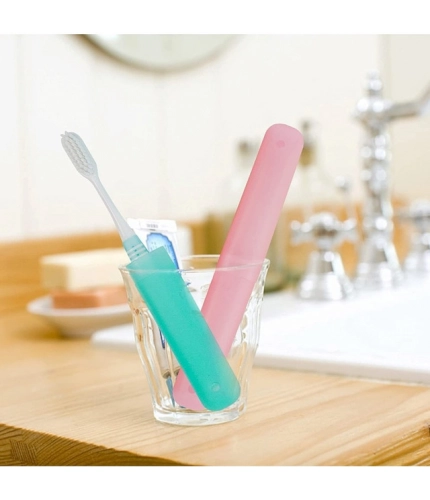 Generic Pack of 4_Plastic Toothbrush Holder Travel 4-PieceS SeT Tube Cases (Color: Assorted )