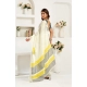 Generic Women's Faux Linen Floral Print Ready to wear Saree With Unstitched Blouse 5.5Mtr (Off_White)