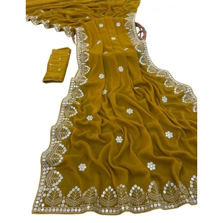 Generic Women's Georgette Embellished Saree With Unstitched Blouse 5.5Mtr (Mustard-Yellow) Generic Women's Georgette Embellished Saree With Unstitched Blouse 5.5Mtr (Mustard-Yellow)