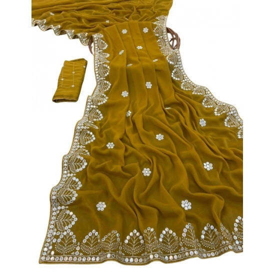 Generic Women's Georgette Embellished Saree With Unstitched Blouse 5.5Mtr (Mustard-Yellow) Generic Women's Georgette Embellished Saree With Unstitched Blouse 5.5Mtr (Mustard-Yellow)