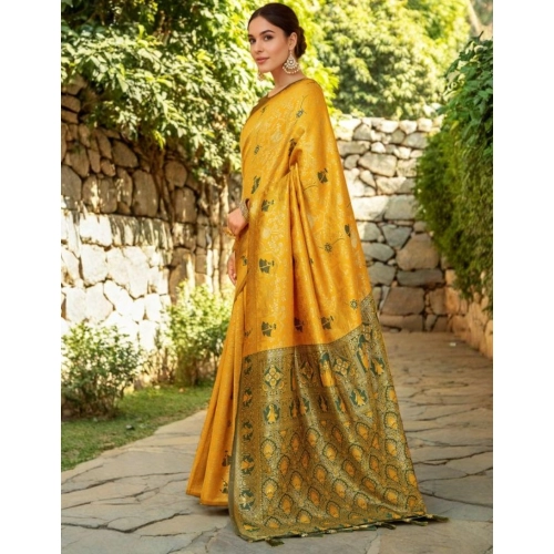 Women's Silk Blend Woven Paithani Saree With Unstitched Blouse 5.5Mtr (Mustard) Women's Silk Blend Woven Paithani Saree With Unstitched Blouse 5.5Mtr (Mustard)