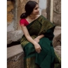 Generic Women's Soft Lichi Silk Printed Saree With Unstitched Blouse 5.5Mtr (Green)