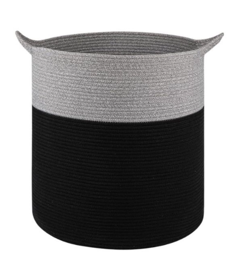 Generic Cotton 12x14 Inch-1 Pcs Storage Basket For Clothes With Out Lid (Gray-Black)